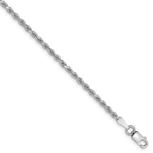 Gold Classics(tm) 2mm. 14kt. White Gold Diamond Cut Rope Anklet