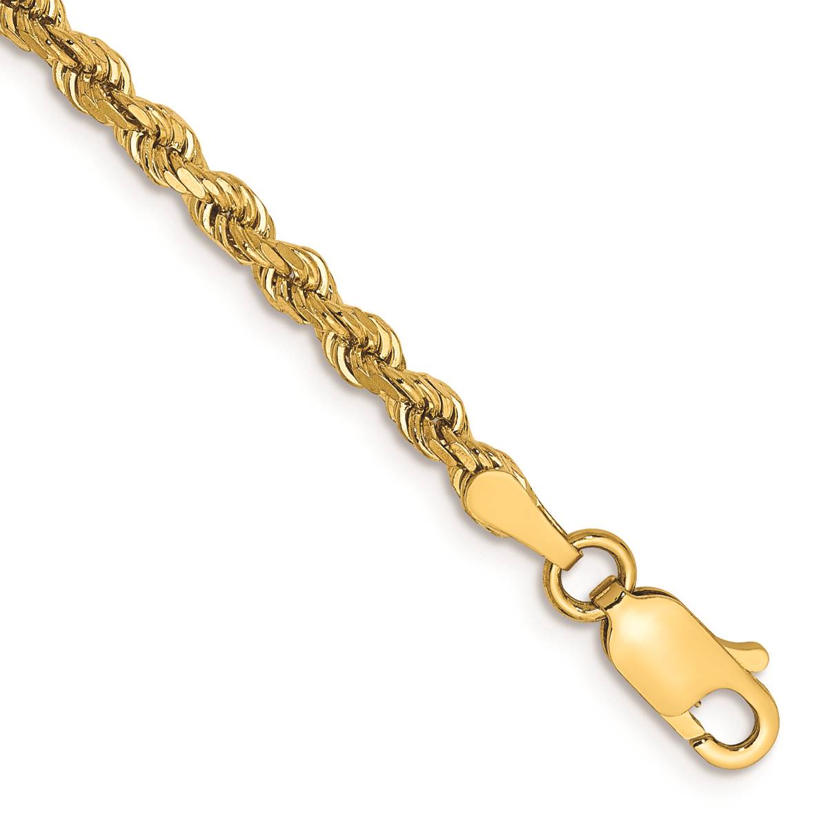 Mens Gold Classics(tm) 2.75mm. 14kt. Diamond Cut Rope Chain Bracelet