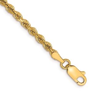 Mens Gold Classics(tm) 2.75mm. 14kt. Diamond Cut Rope Chain Bracelet