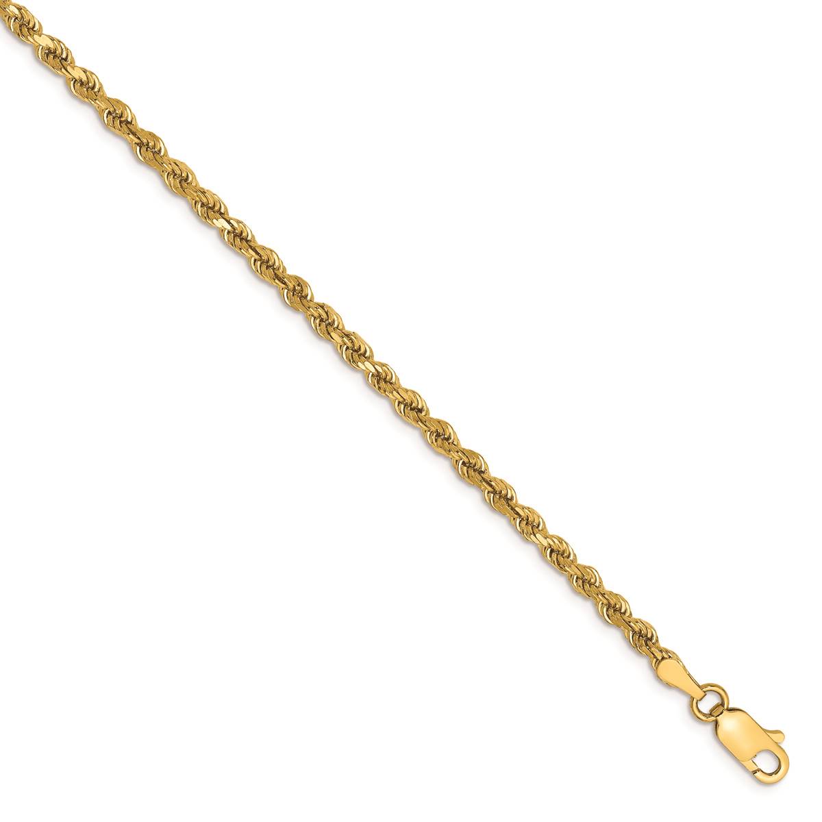 Mens Gold Classics(tm) 2.75mm. 14kt. Diamond Cut Rope Chain Bracelet