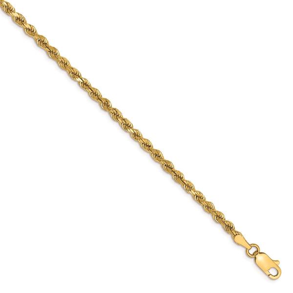 Mens Gold Classics(tm) 2.75mm. 14kt. Diamond Cut Rope Chain Bracelet alternate view