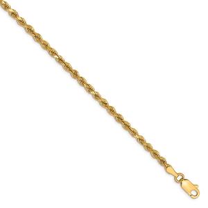 Gold Classics(tm) 2.75mm. 14kt. Diamond Cut Rope Chain Anklet alternate view