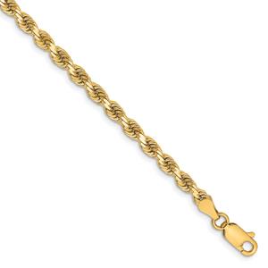 Gold Classics(tm) 3.25mm. 14kt. Diamond Cut Rope Chain Bracelet