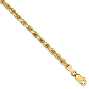 Gold Classics(tm) 3.5mm. 14kt. Diamond Cut Rope Chain Bracelet
