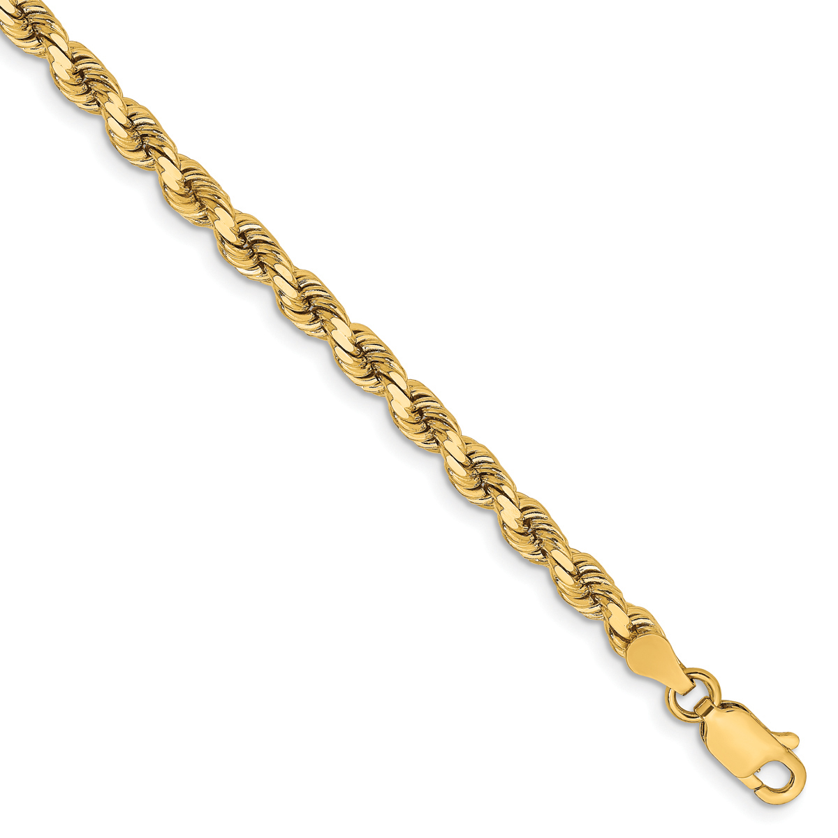 Mens Gold Classics(tm) 3.75mm. 14kt. Diamond Cut Rope Chain Bracelet