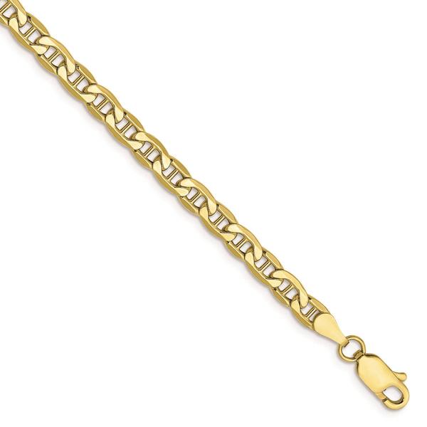 Mens Gold Classics(tm) 10kt. Semi-Solid Anchor 4mm Chain Bracelet