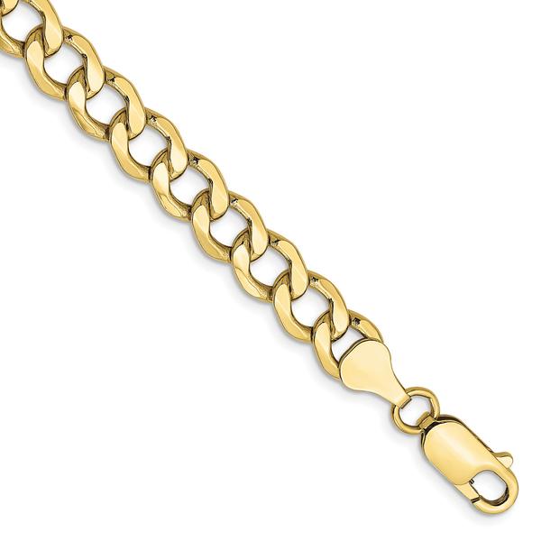 Mens Gold Classics(tm) 10kt 7mm 9in. Semi-Solid Link Chain Bracelet