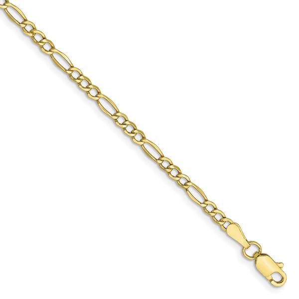 Gold Classics(tm)10kt. 2.5mm Semi-Solid Figaro Chain Ankle Bracelet