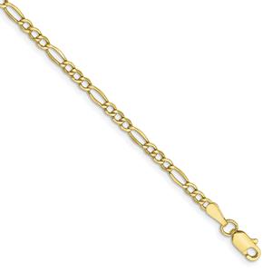 Gold Classics(tm)10kt. 2.5mm Semi-Solid Figaro Chain Ankle Bracelet