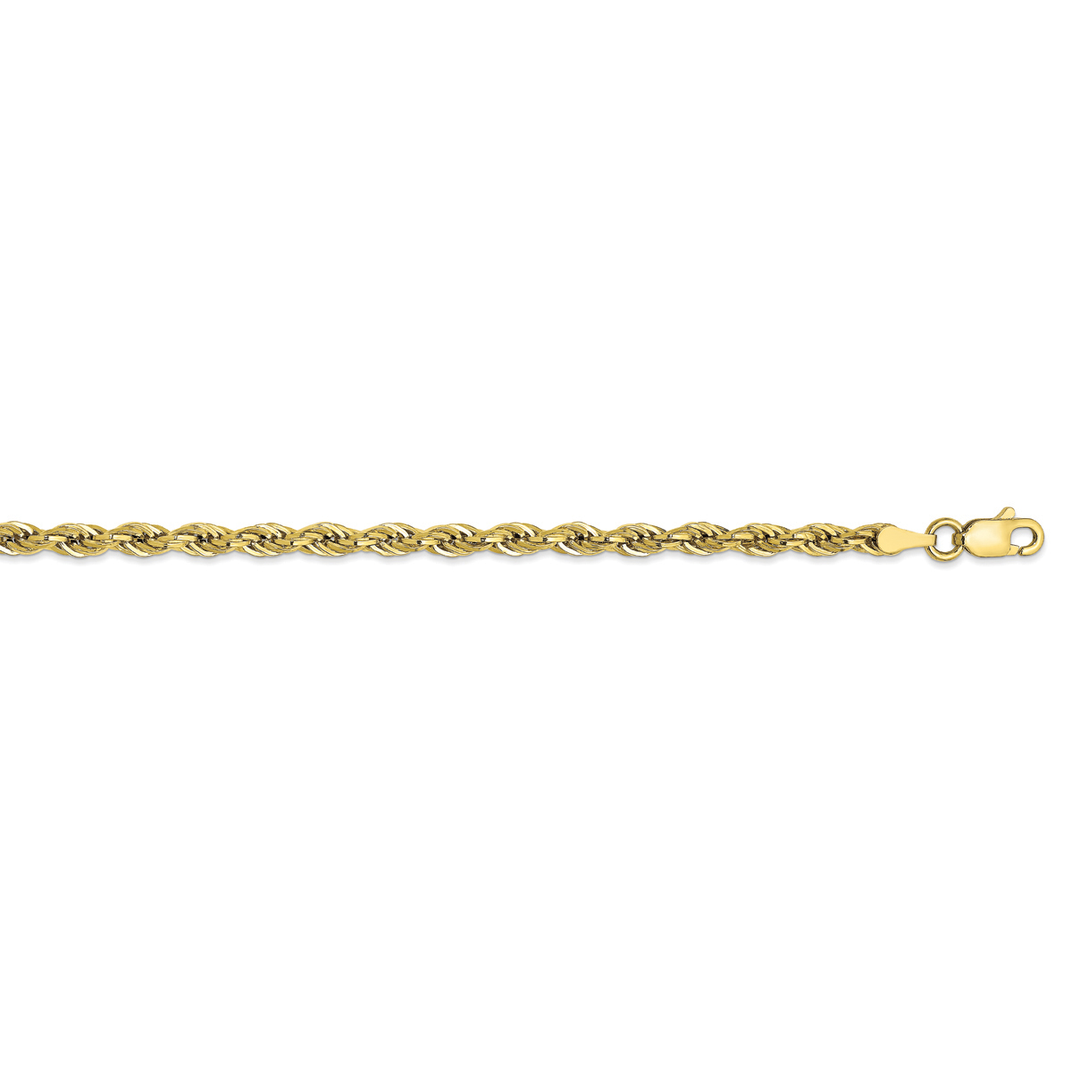 Unisex Gold Classics(tm) 10kt. Semi-Solid 7in. Rope Chain Bracelet