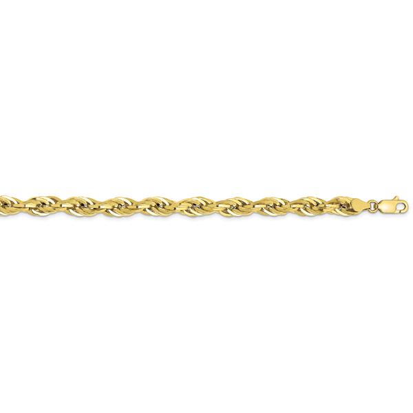 Mens Gold Classics(tm) 5.4mm 8in Semi-Solid Rope Chain Bracelet
