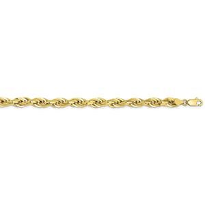 Mens Gold Classics(tm) 5.4mm 8in Semi-Solid Rope Chain Bracelet