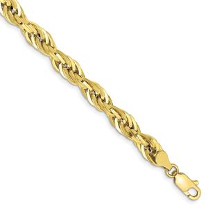 Mens Gold Classics(tm) 5.4mm 8in Semi-Solid Rope Chain Bracelet alternate view