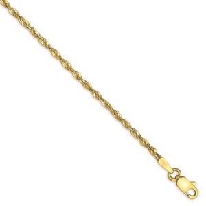 Gold Classics(tm) 10kt. 1.8mm 10in. Rope Chain Ankle Bracelet