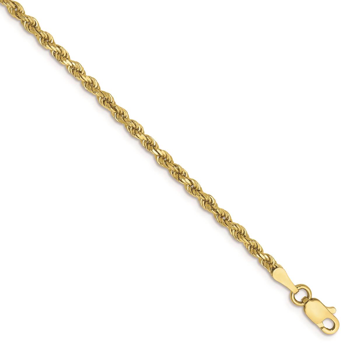 Gold Classics(tm) 10kt. 7in. Diamond-Cut Rope Chain Bracelet