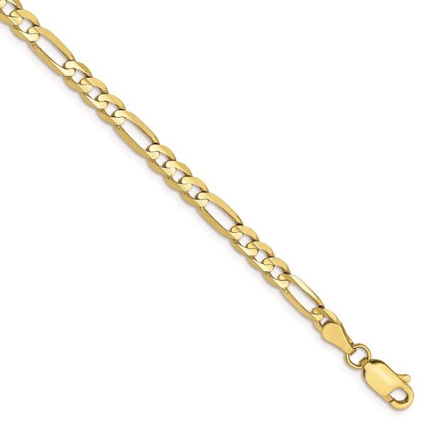 Unisex Gold Classics(tm)10kt. 4mm 8in. Concave Figaro Chain Bracelet