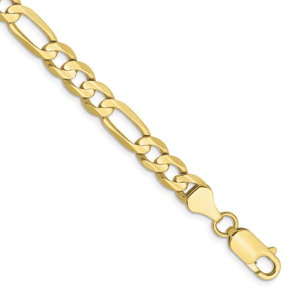 Mens Gold Classics(tm) 10kt. 6mm 7in. Concave Figaro Chain Bracelet