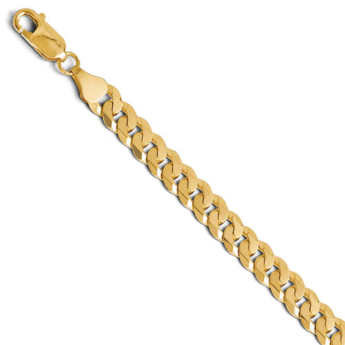 Gold Classics(tm) 14kt. 8in. 7.25mm Beveled Curb Bracelet