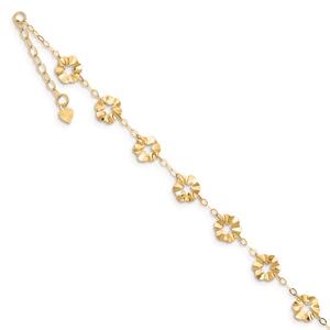 Gold Classics(tm) 14kt. Gold Adjustable Flower 9in. Anklet