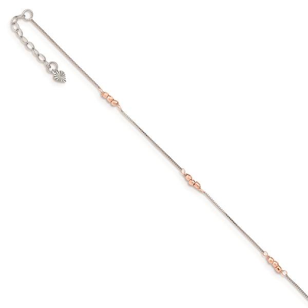 Gold Classics(tm) 14kt. Gold Two-Tone Mirror Beaded 9in. Anklet