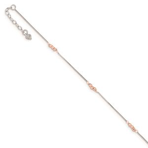 Gold Classics(tm) 14kt. Gold Two-Tone Mirror Beaded 9in. Anklet