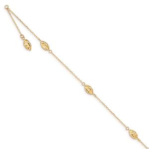 Gold Classics(tm) 14kt. Gold Polished Puffed Rice Bead 9in. Anklet