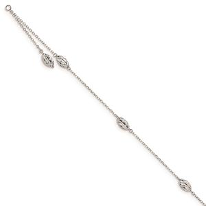 Gold Classics(tm) 14kt. White Gold Puffed Rice Bead 9in Anklet