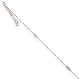 Gold Classics(tm) 14kt. White Gold Mirror Beaded 9in. Anklet