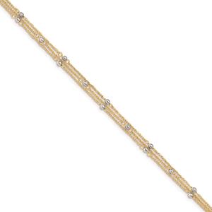 Gold Classics(tm) 14kt. Gold Two-Tone Triple Strand 9in Anklet