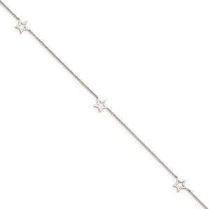 Gold Classics(tm) 14kt. White Gold Adjustable Star 9in Anklet