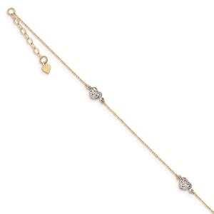 Gold Classics(tm) 14kt. Gold Two-Tone Puffed Heart 9in. Anklet