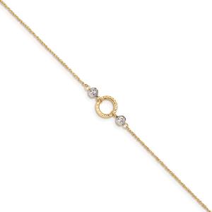 Gold Classics(tm) 14kt. Gold Two-Tone Circle & Bead 9in. Anklet