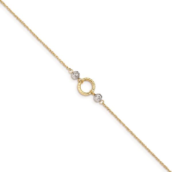 Gold Classics(tm) 14kt. Gold Two-Tone Circle & Bead 9in. Anklet