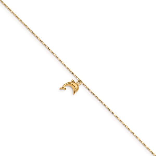 Gold Classics(tm) 14kt. Gold Dolphin Charm 9in. Anklet