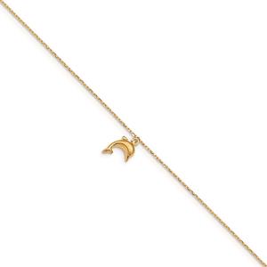 Gold Classics(tm) 14kt. Gold Dolphin Charm 9in. Anklet