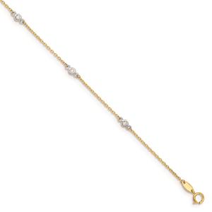Gold Classics(tm) 14kt. Gold Two-Tone CZ 9in. Anklet