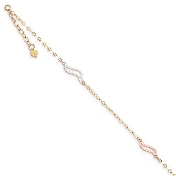 Gold Classics(tm) 14kt. Gold Tri-Color Open S Links 9in. Anklet