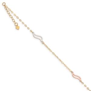 Gold Classics(tm) 14kt. Gold Tri-Color Open S Links 9in. Anklet