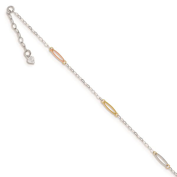 Gold Classics(tm) 14kt. Gold Tri-Color Oval Link 9in. Anklet