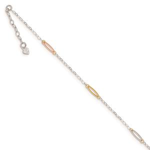 Gold Classics(tm) 14kt. Gold Tri-Color Oval Link 9in. Anklet