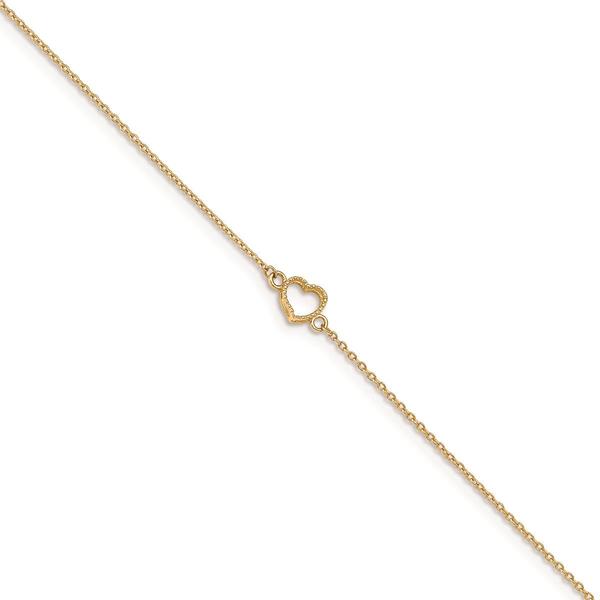 Gold Classics(tm) 14kt. Gold Textured & Polished Heart 9in. Anklet