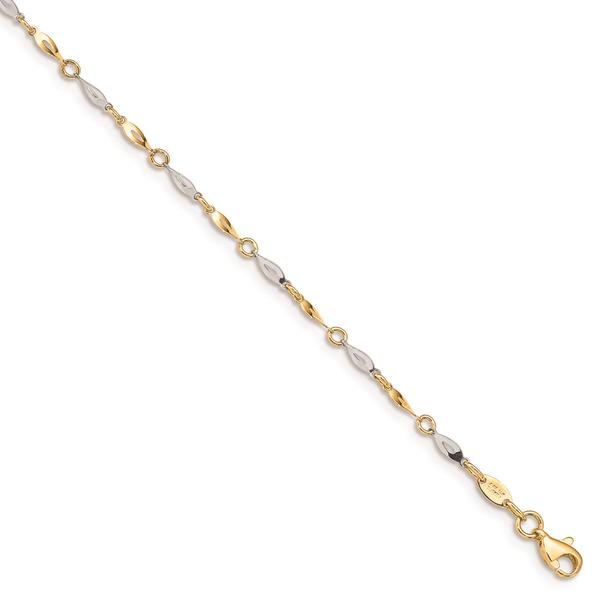 Gold Classics(tm) 14kt. Gold Two-Tone Polished 9in. Anklet