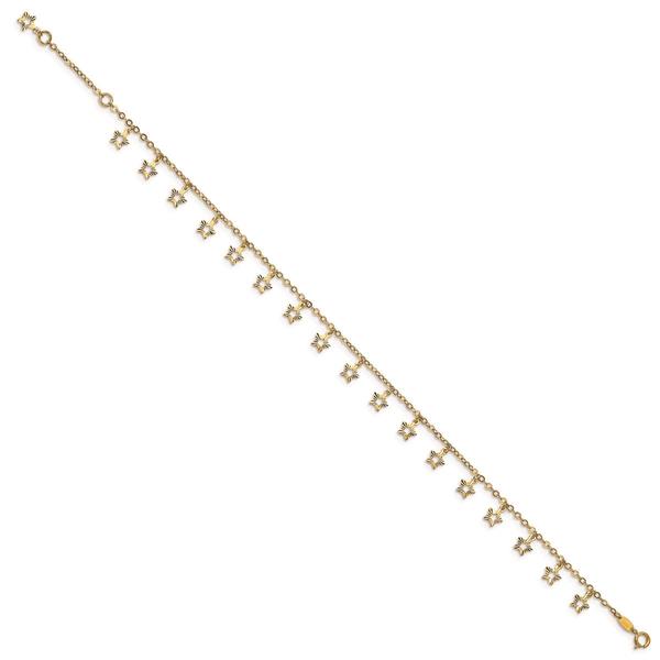 Gold Classics(tm) 14kt. Gold Polished & Textured Star 9in. Anklet