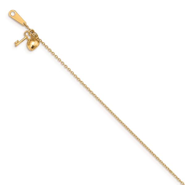 Gold Classics(tm) 14kt. Gold Heart & Key 9in. Anklet
