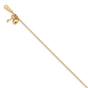 Gold Classics(tm) 14kt. Gold Heart & Key 9in. Anklet