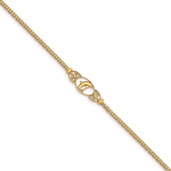 Gold Classics(tm) 14kt. Gold Polished Dolphin 9in. Anklet