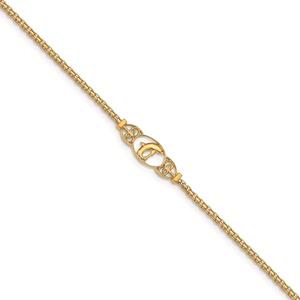 Gold Classics(tm) 14kt. Gold Polished Dolphin 9in. Anklet
