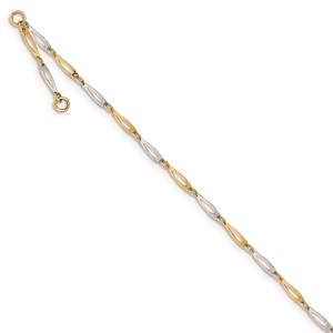 Gold Classics(tm) 14kt. Gold Two-Tone Polished Link 9.5in. Anklet