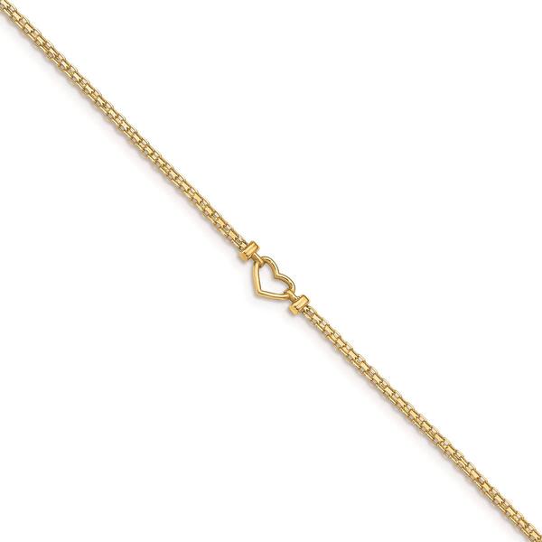 Gold Classics(tm) 14kt. Gold Fancy Heart 9in. Anklet
