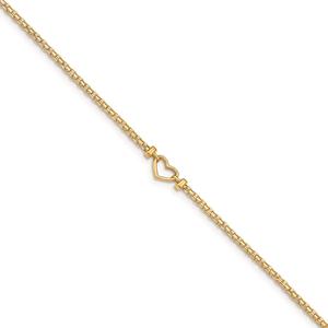 Gold Classics(tm) 14kt. Gold Fancy Heart 9in. Anklet